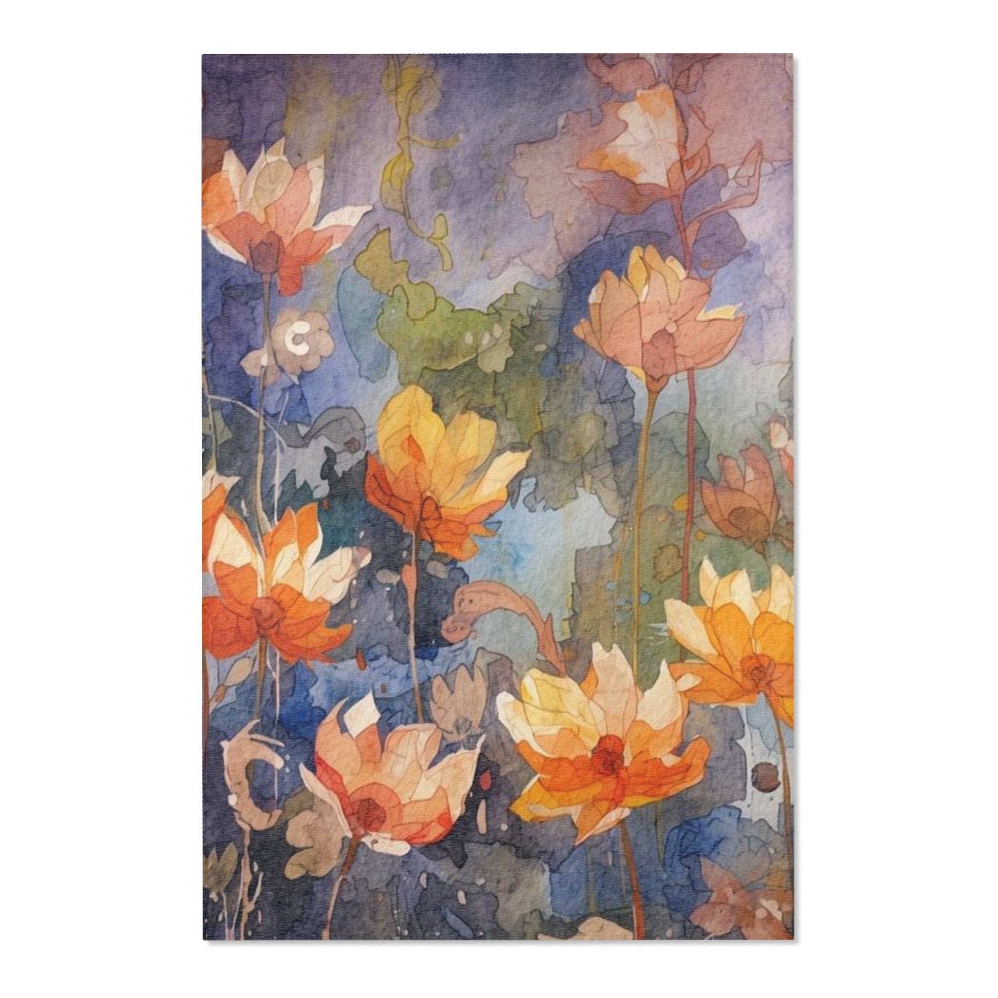 Colorful Floral Area Rug, Bohemian Home Decor, Living Room Accent, Soft Lounge Mat, Cottagecore Style - Rosetta Creative Boutique
